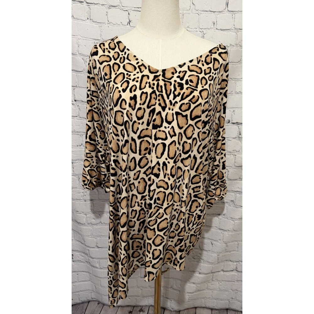 Lane Bryant Cheetah Print Women's Size 14 or 16 Split Sleeve Pullover Top Tunic